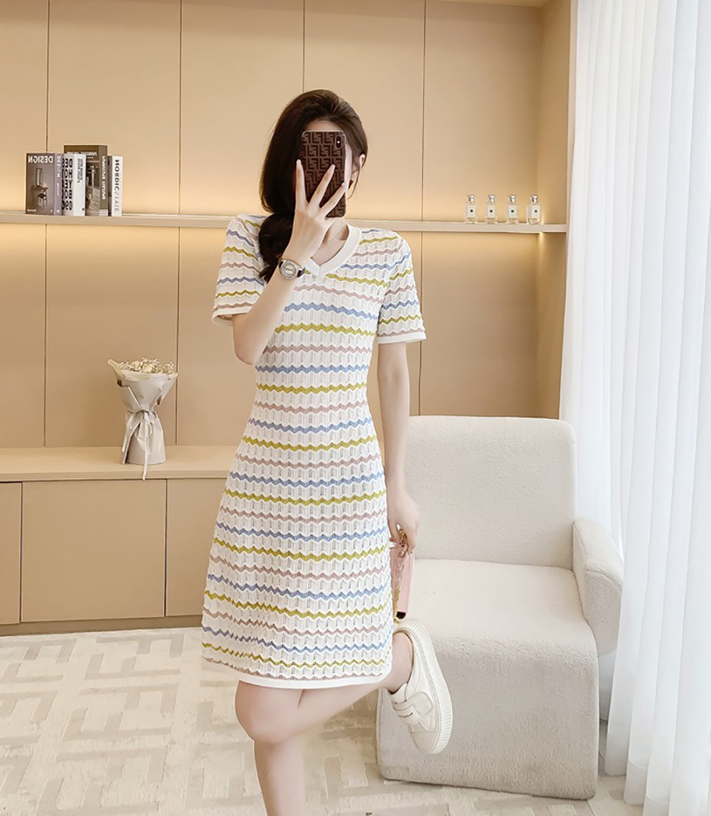 氣質撞色波浪織紋洋裝,evaviva,JW-ZD09238,氣質撞色波浪織紋洋裝,領500,999免運