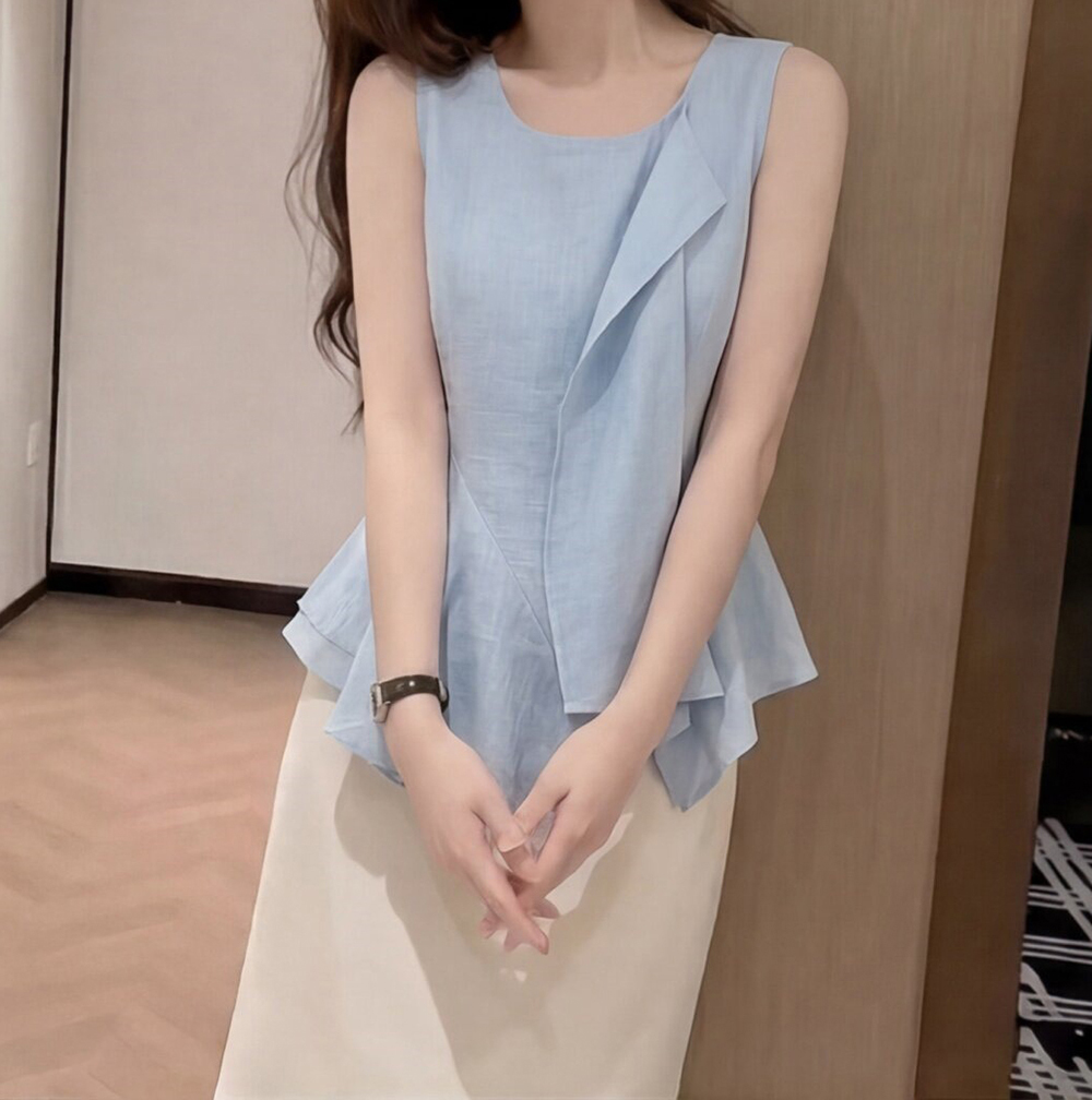 不規則荷葉設計上衣,evaviva,8C-GY7784,不規則荷葉設計上衣,領500,999免運