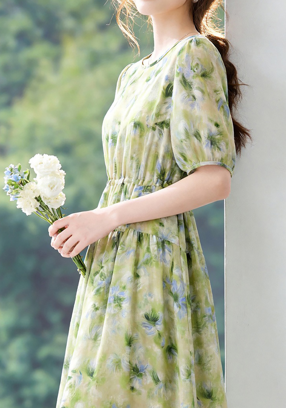 天絲混紡圓領印花洋裝,evaviva,8C-HV7781,天絲混紡圓領印花洋裝,領500,999免運