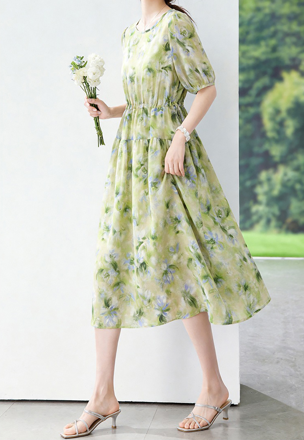 天絲混紡圓領印花洋裝,evaviva,8C-HV7781,天絲混紡圓領印花洋裝,領500,999免運