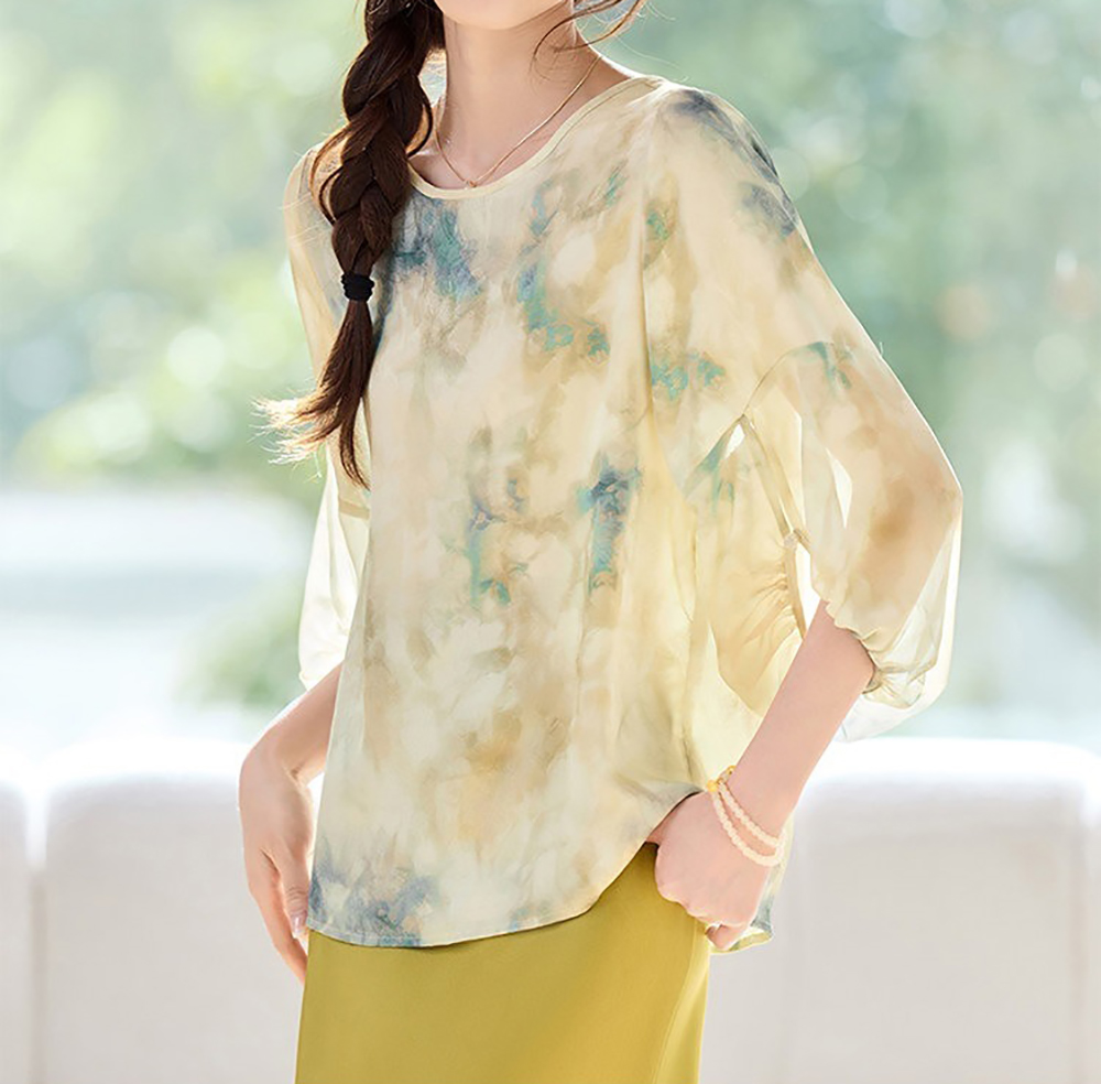 貴氣暈染感燈籠袖上衣,evaviva,8C-GY7799,貴氣暈染感燈籠袖上衣,領500,999免運