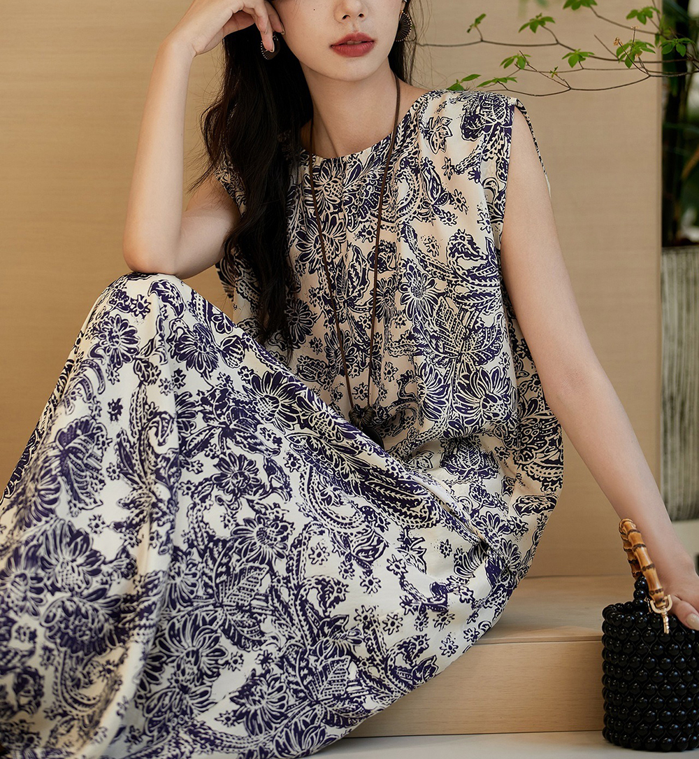 青瓷感印花背心洋裝,evaviva,8C-GY7805,青瓷感印花背心洋裝,領500,999免運