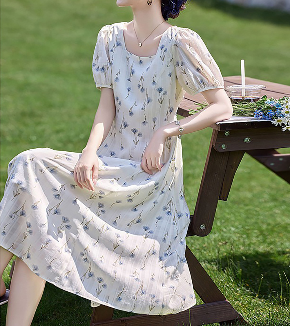 優雅方領花卉印花洋裝,evaviva,8C-GY7813,優雅方領花卉印花洋裝,周新品優惠,NEWARRIVAL