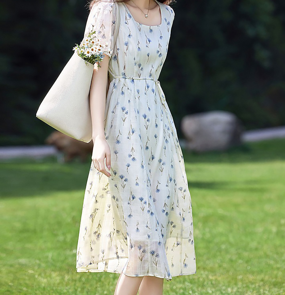 優雅方領花卉印花洋裝,evaviva,8C-GY7813,優雅方領花卉印花洋裝,周新品優惠,NEWARRIVAL