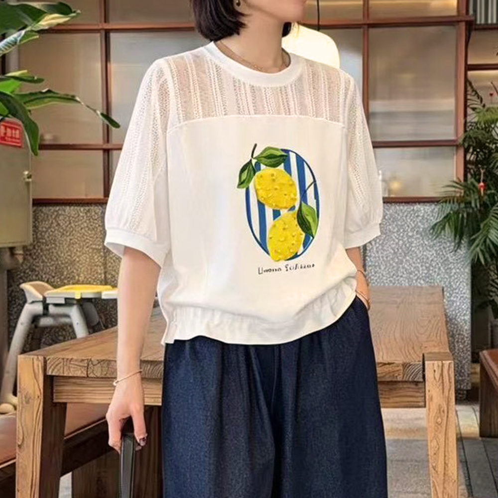微透網格立體檸檬上衣