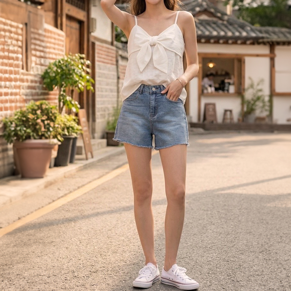經典款毛邊牛仔短褲