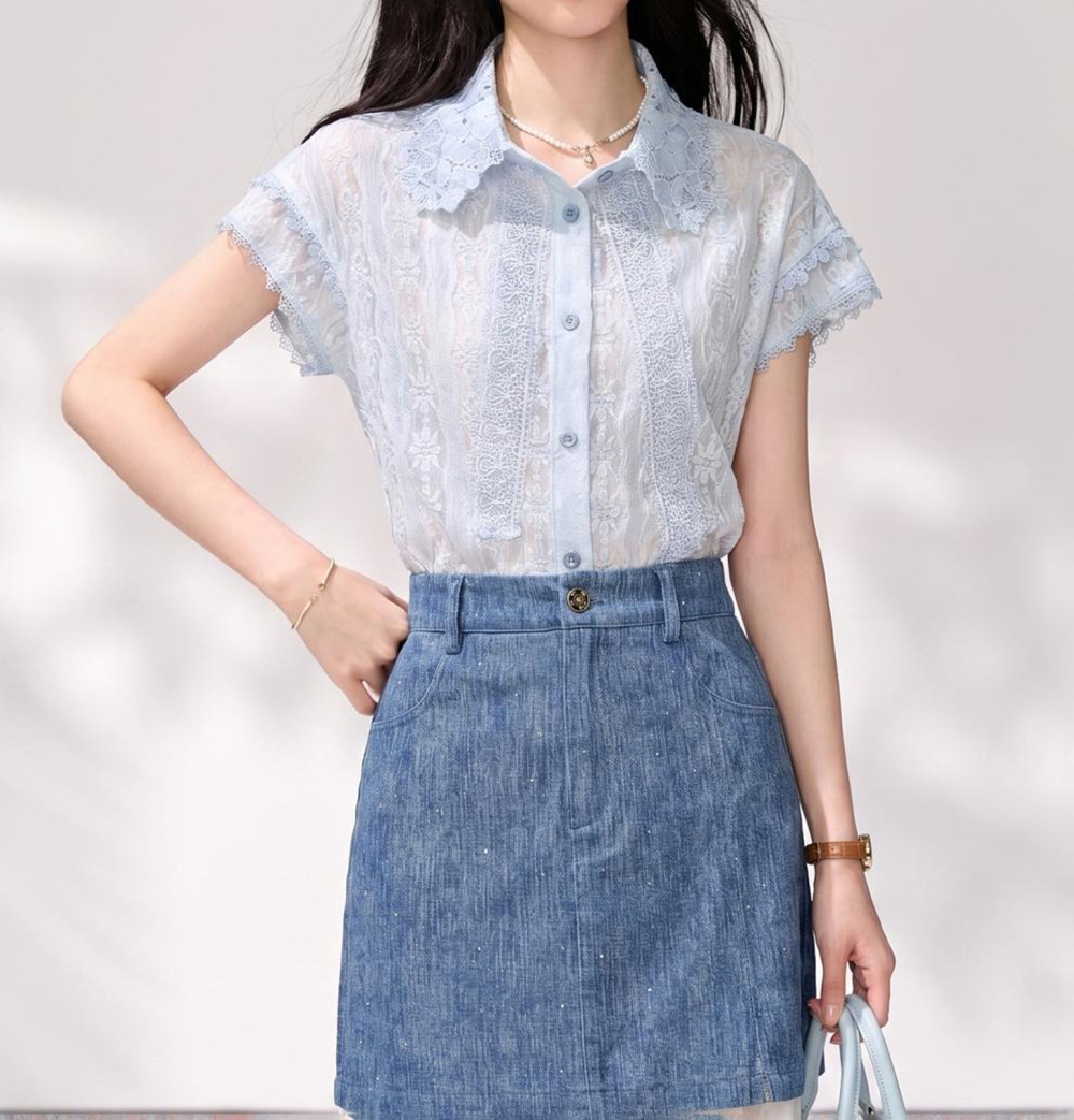 獨特優雅緹花刺繡襯衫,evaviva,8C-GO7841,獨特優雅緹花刺繡襯衫,領500,999免運