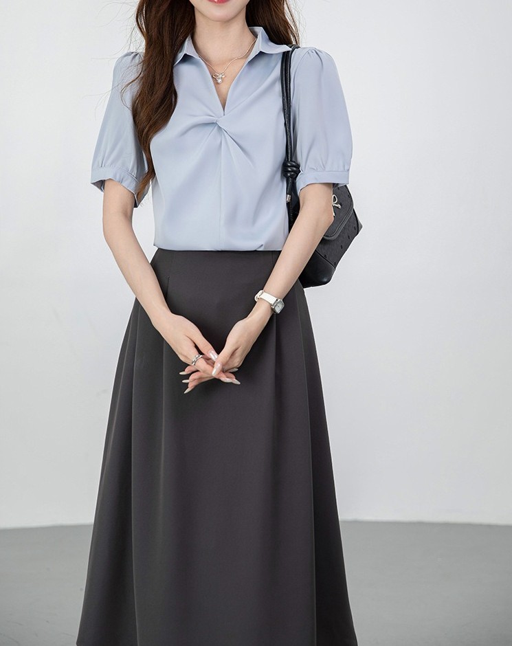 襯衫領扭結裝飾上衣,evaviva,8C-GO7863,襯衫領扭結裝飾上衣,周新品優惠,NEWARRIVAL
