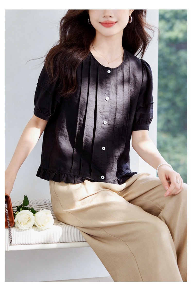 泡泡袖荷葉下擺襯衫,evaviva,8C-HV7864,泡泡袖荷葉下擺襯衫,周新品優惠,NEWARRIVAL