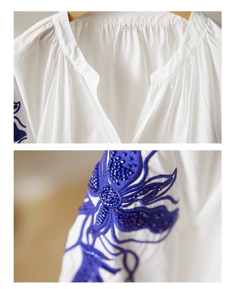 典雅立體刺繡澎袖上衣,evaviva,8C-HV7885,典雅立體刺繡澎袖上衣,領500,999免運