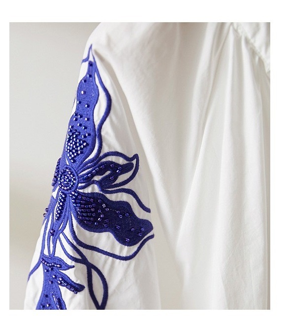 典雅立體刺繡澎袖上衣,evaviva,8C-HV7885,典雅立體刺繡澎袖上衣,領500,999免運