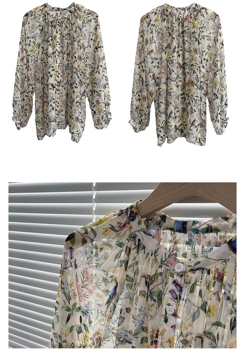 復古慵懶碎花雪紡襯衫,evaviva,8C-GC7913,復古慵懶碎花雪紡襯衫,領500,999免運