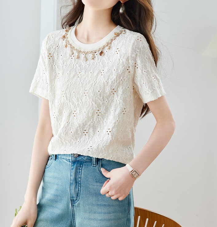 渡假風鏤空刺繡上衣,evaviva,8C-GO7908,渡假風鏤空刺繡上衣,領500,999免運