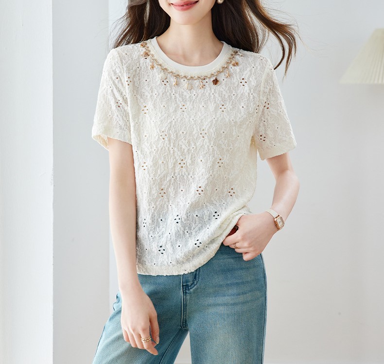 渡假風鏤空刺繡上衣,evaviva,8C-GO7908,渡假風鏤空刺繡上衣,領500,999免運