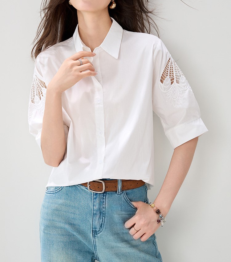 刺繡鏤空設計感襯衫,evaviva,8C-GO7917,刺繡鏤空設計感襯衫,周新品優惠,NEWARRIVAL