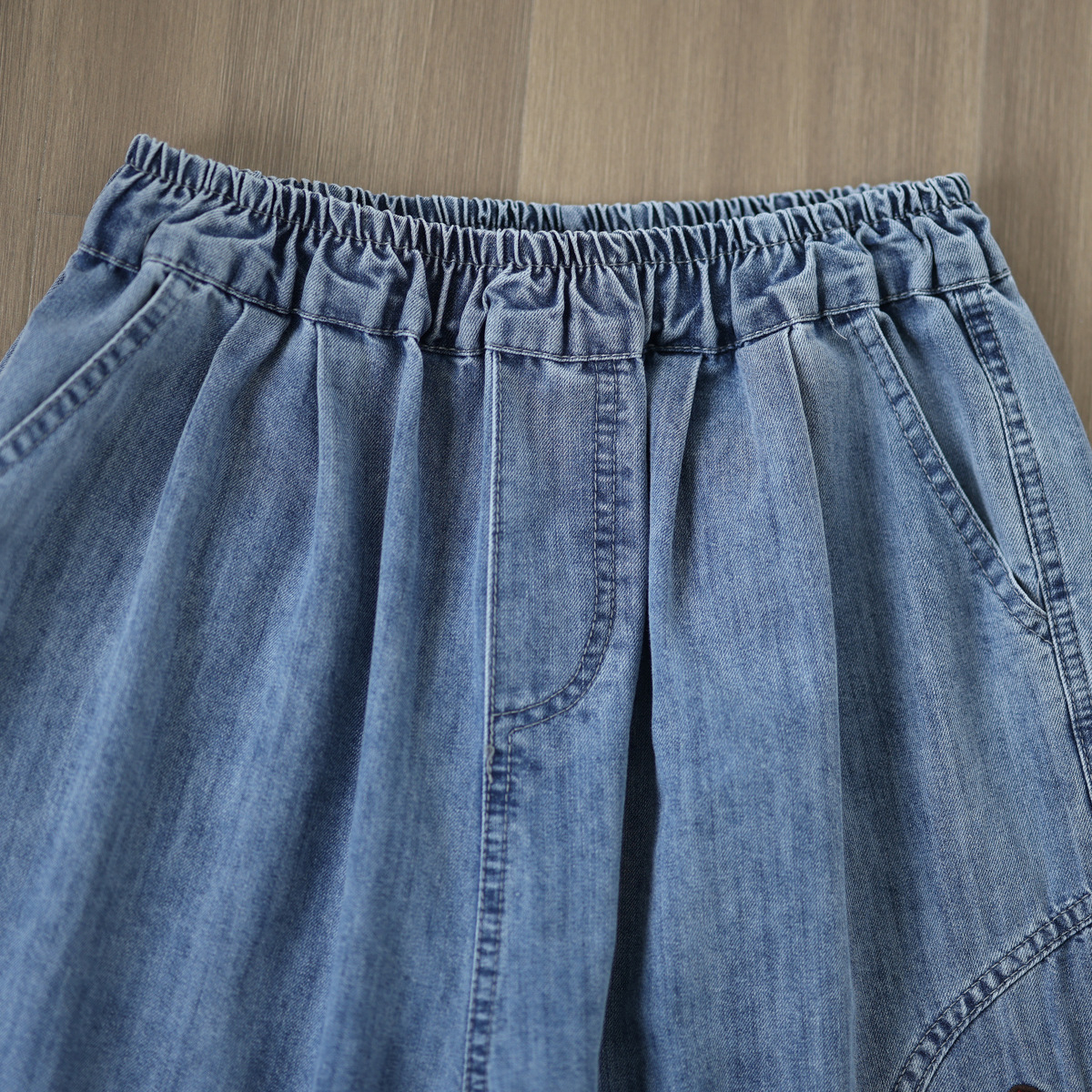 文青風格刺繡牛仔寬褲,evaviva,8C-EA7926,文青風格刺繡牛仔寬褲,領500,999免運