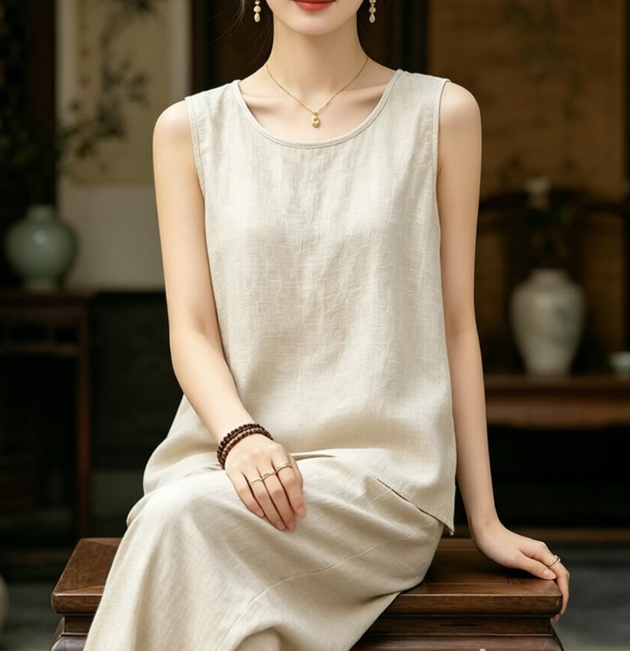 舒適棉麻簡約背心,evaviva,8C-FZ7954,舒適棉麻簡約背心,領500,999免運