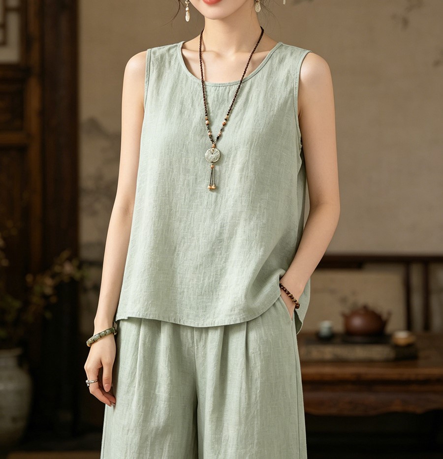 舒適棉麻簡約背心,evaviva,8C-FZ7954,舒適棉麻簡約背心,領500,999免運