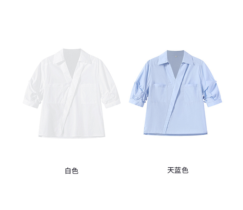 優雅俐落斜襟純棉襯衫,evaviva,8C-HV7959,優雅俐落斜襟純棉襯衫,領500,999免運