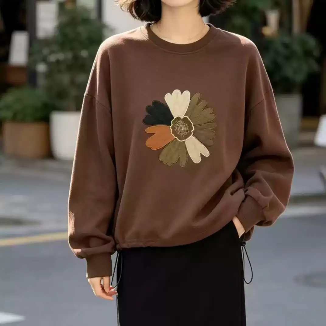 寬鬆休閒花朵刺繡圖案上衣,evaviva,8D-OK7998,寬鬆休閒花朵刺繡圖案上衣,領500,999免運