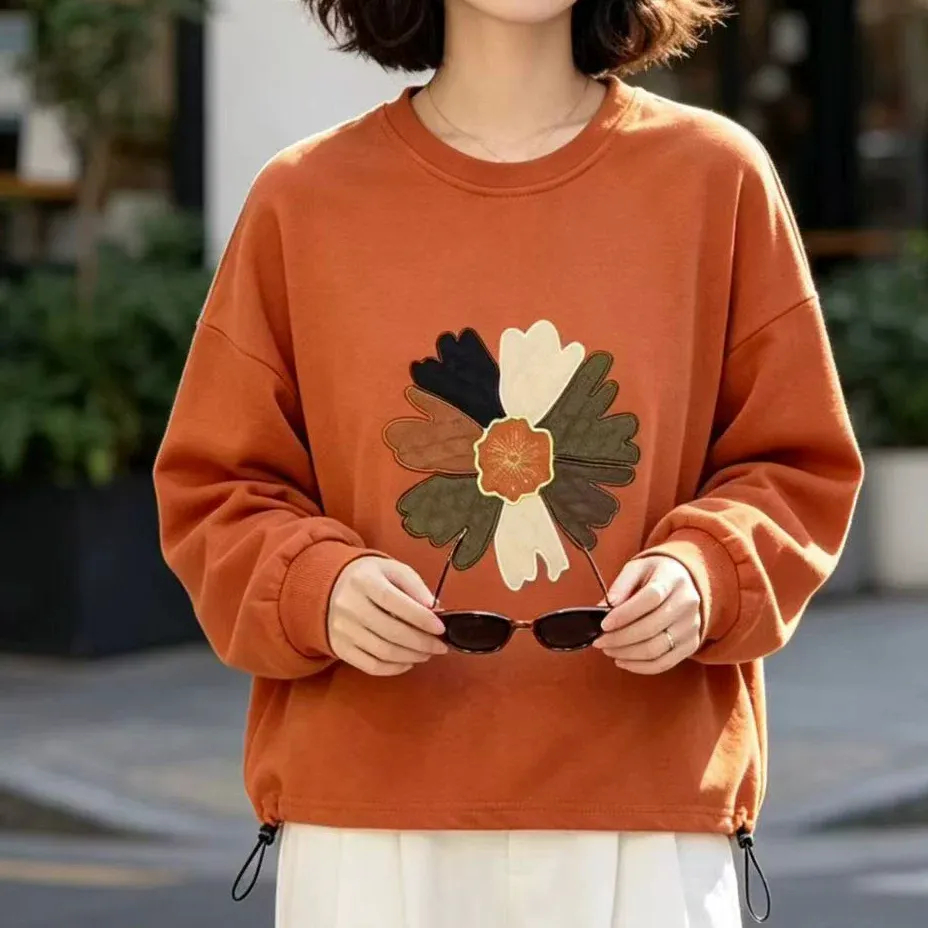 寬鬆休閒花朵刺繡圖案上衣,evaviva,8D-OK7998,寬鬆休閒花朵刺繡圖案上衣,領500,999免運