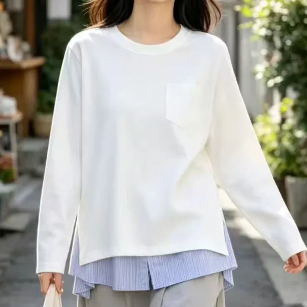 質感假兩件拼接襯衫上衣,evaviva,8D-OK8000,質感假兩件拼接襯衫上衣,領500,999免運