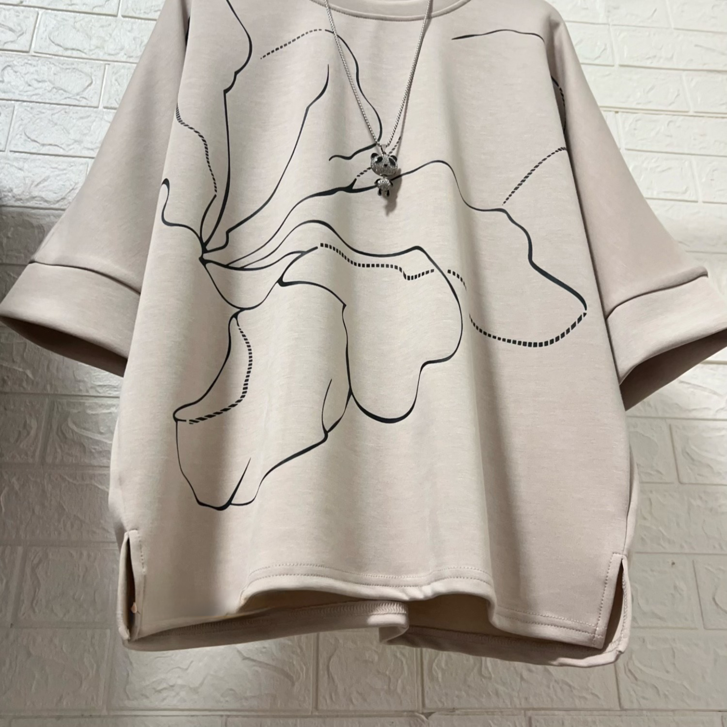 簡約蝙蝠袖印花寬鬆上衣,evaviva,8D-OK8001,簡約蝙蝠袖印花寬鬆上衣,領500,999免運