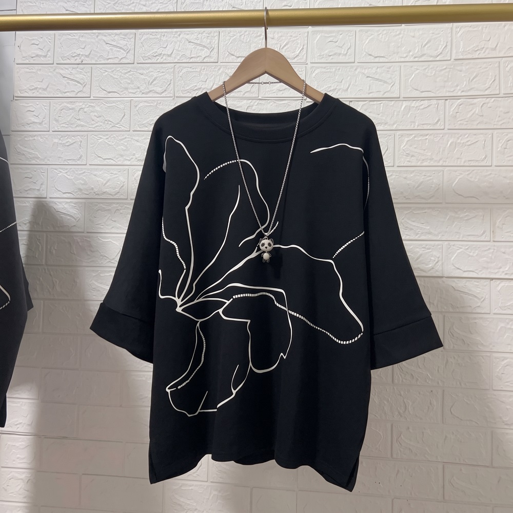 簡約蝙蝠袖印花寬鬆上衣,evaviva,8D-OK8001,簡約蝙蝠袖印花寬鬆上衣,領500,999免運