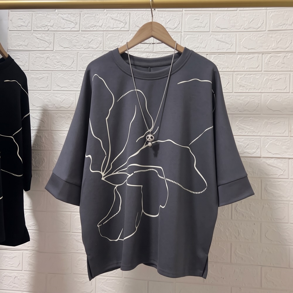簡約蝙蝠袖印花寬鬆上衣,evaviva,8D-OK8001,簡約蝙蝠袖印花寬鬆上衣,領500,999免運