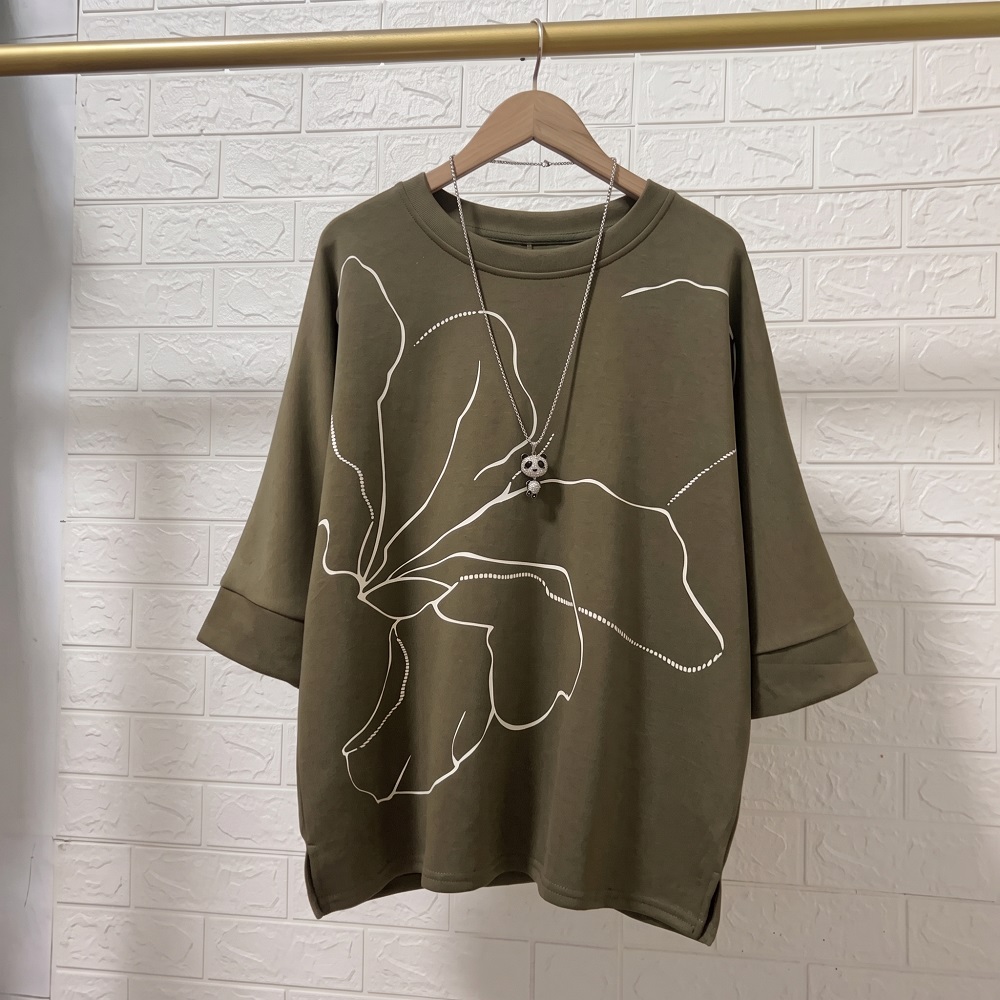 簡約蝙蝠袖印花寬鬆上衣,evaviva,8D-OK8001,簡約蝙蝠袖印花寬鬆上衣,領500,999免運