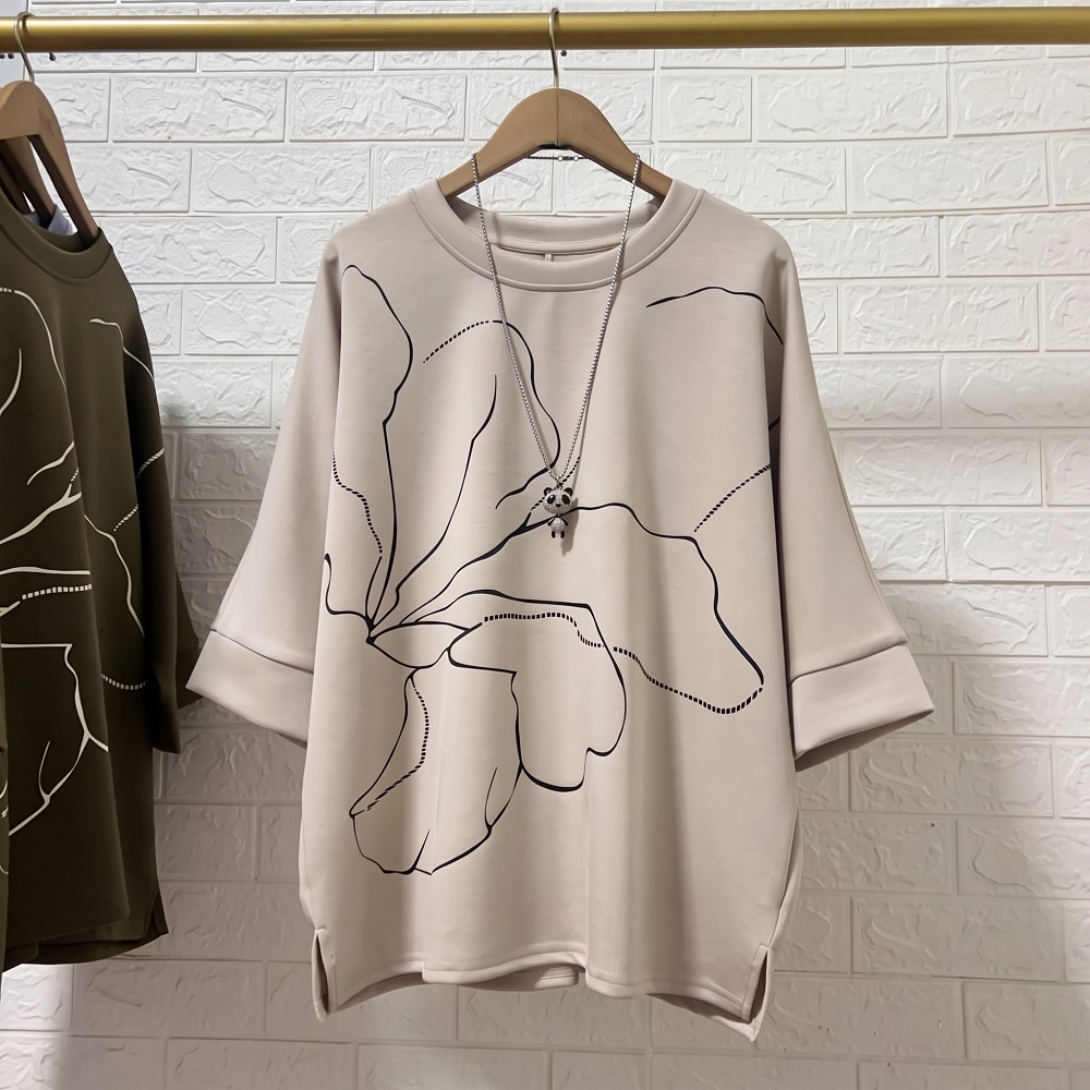 簡約蝙蝠袖印花寬鬆上衣,evaviva,8D-OK8001,簡約蝙蝠袖印花寬鬆上衣,領500,999免運