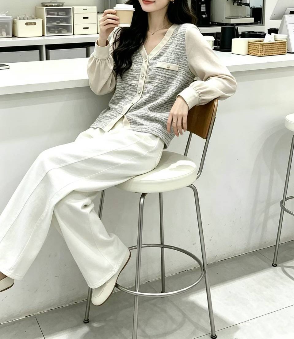 休閒拼接雪紡針織外套,evaviva,99-AV8026,休閒拼接雪紡針織外套,領500,999免運