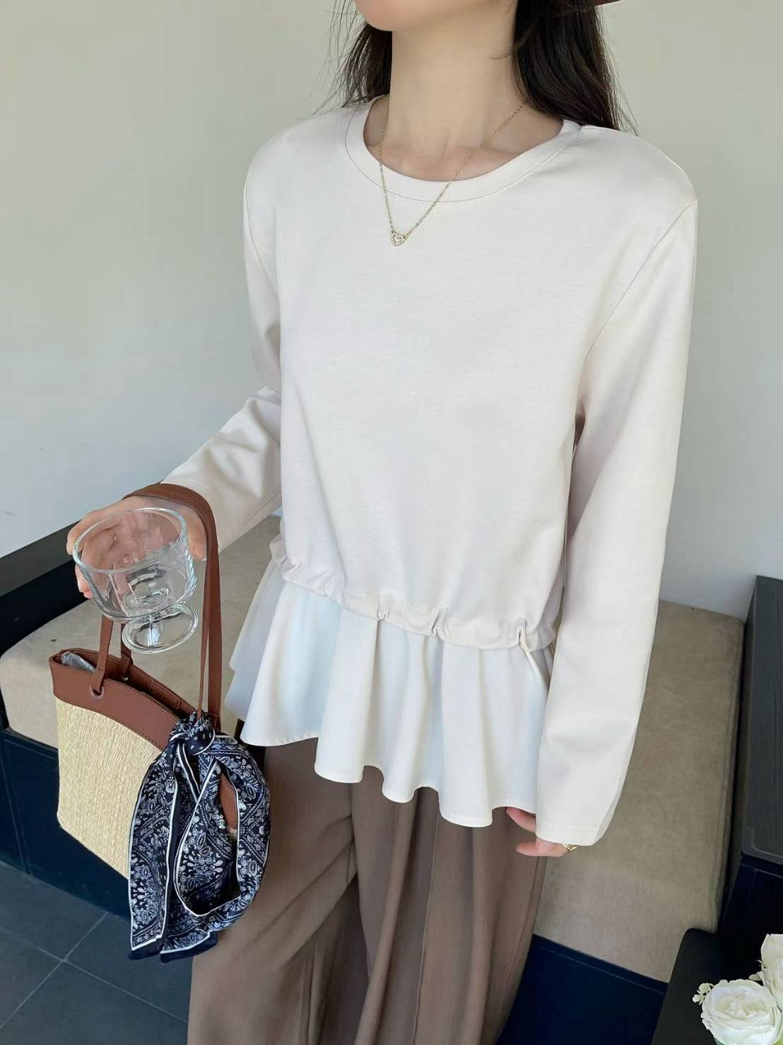 收腰顯瘦假兩件拼接上衣,evaviva,99-AV8031,收腰顯瘦假兩件拼接上衣,領500,999免運