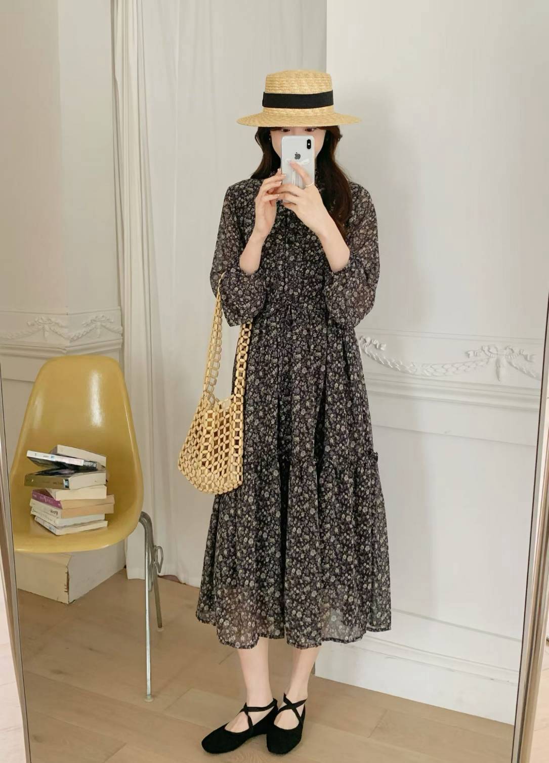 田園碎花荷葉洋裝,evaviva,99-AV8040,田園碎花荷葉洋裝,領500,999免運