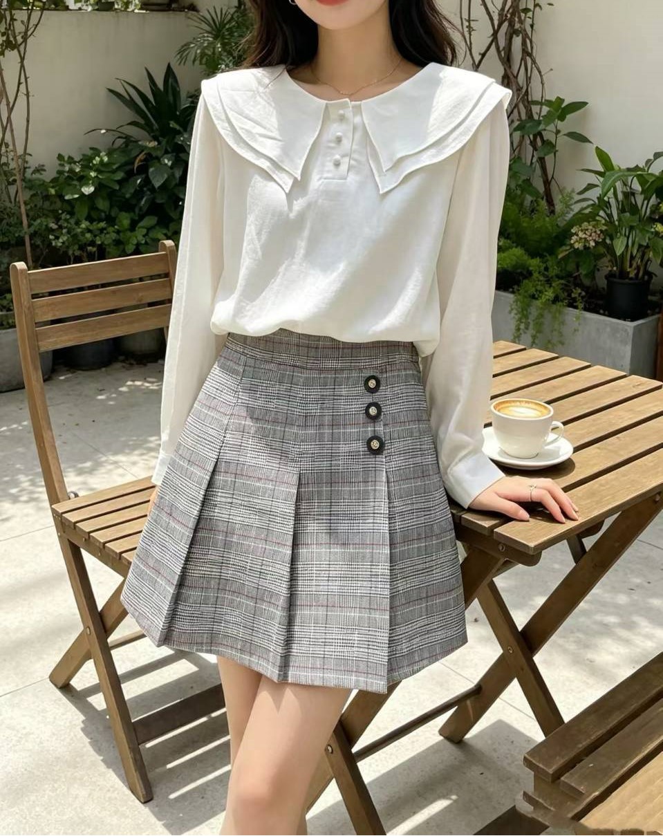 學院格紋百褶短裙,evaviva,99-AV8047,學院格紋百褶短裙,領500,999免運