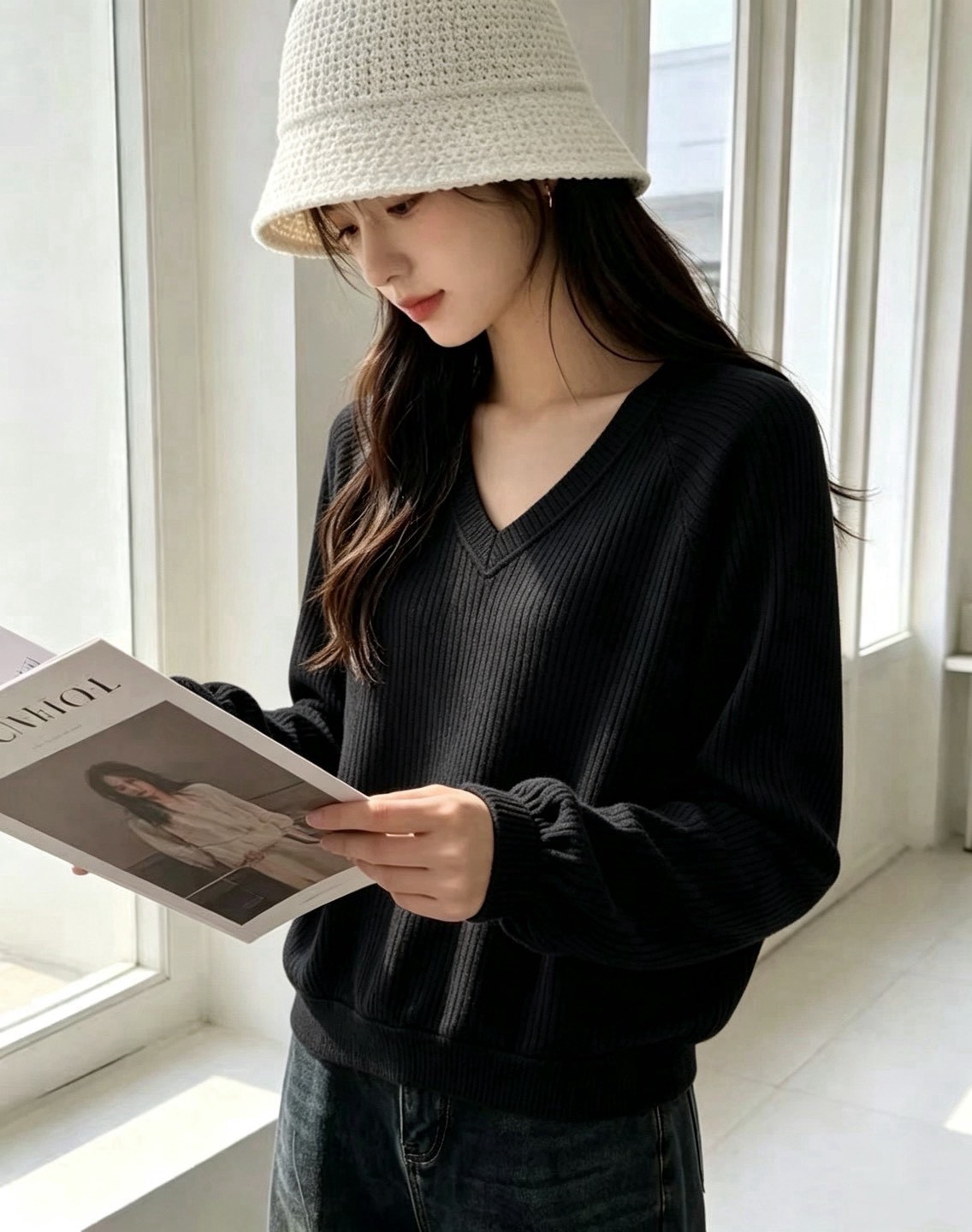 簡約Ｖ領羅紋上衣,evaviva,99-AL8060,簡約Ｖ領羅紋上衣,領500,999免運