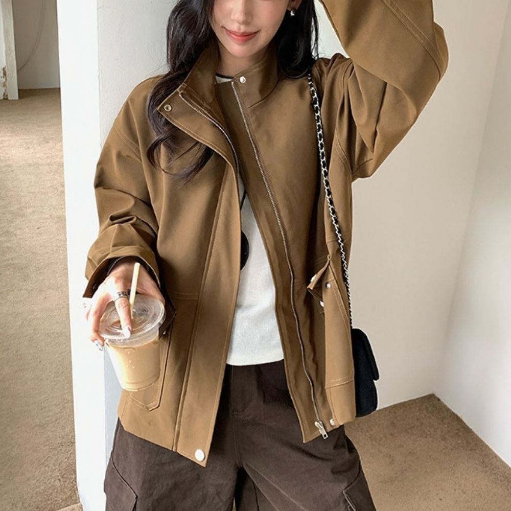 率性立領口袋外套