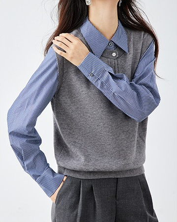 知性條紋假兩件上衣,evaviva,8C-GO8015,知性條紋假兩件上衣,周新品優惠,NEWARRIVAL