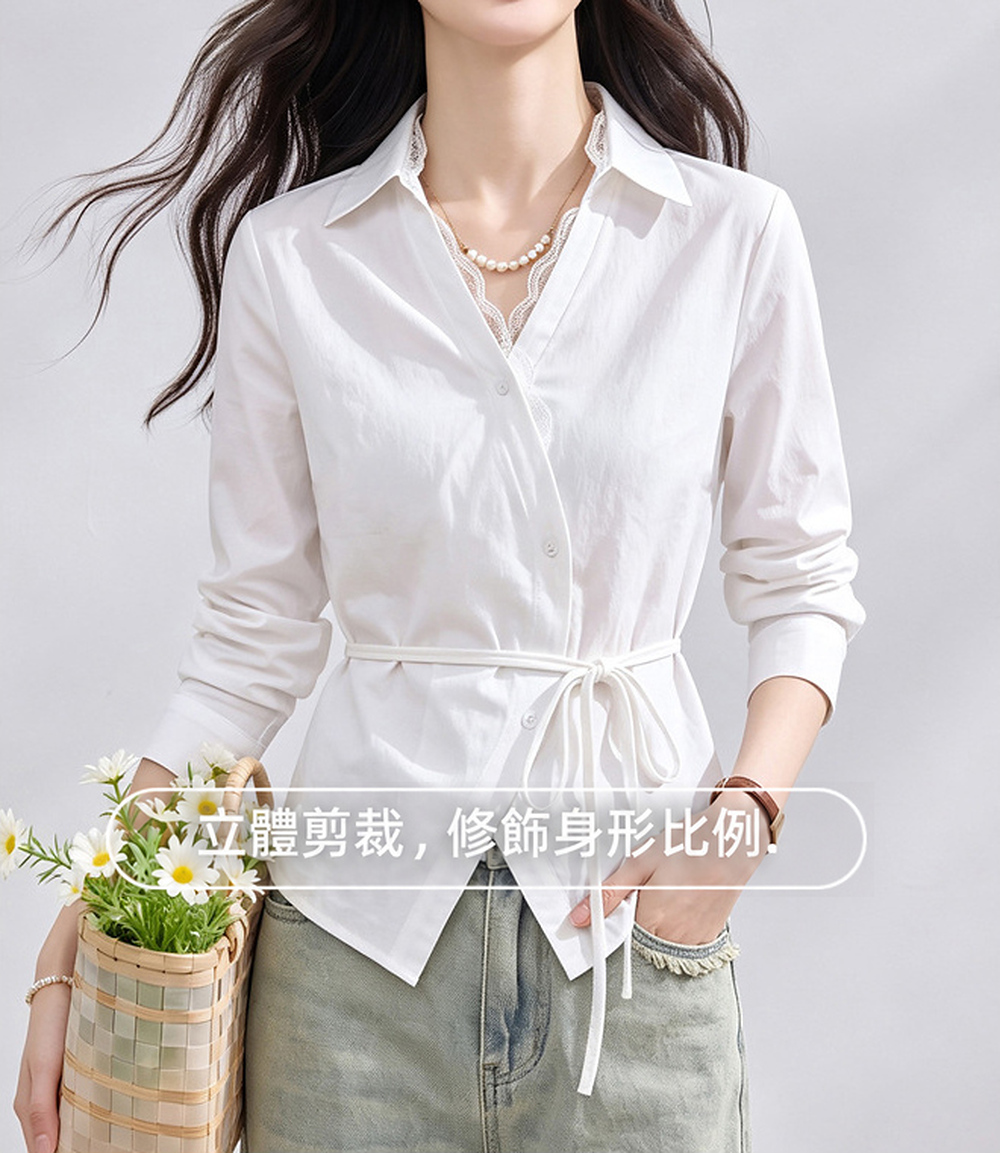 清雅綁帶收腰白襯衫,evaviva,8C-GO8071,清雅綁帶收腰白襯衫,周新品優惠,NEWARRIVAL