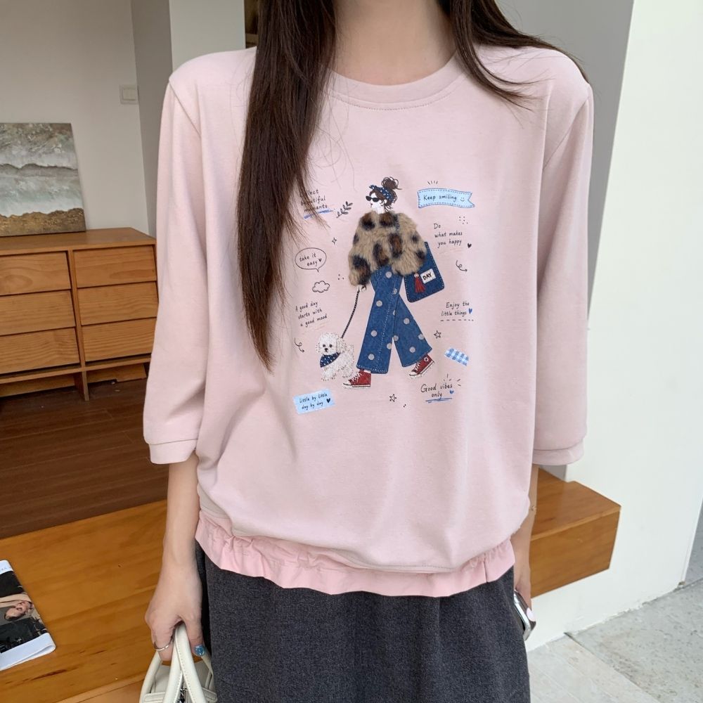 俏皮女孩拼接上衣