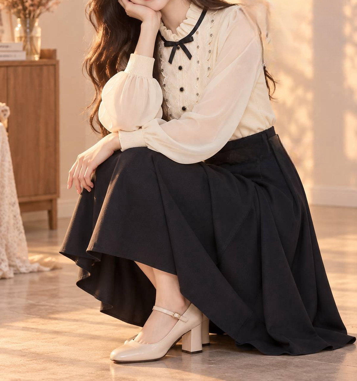 都會腰帶打褶長裙,evaviva,99-AV8095,都會腰帶打褶長裙,領500,999免運