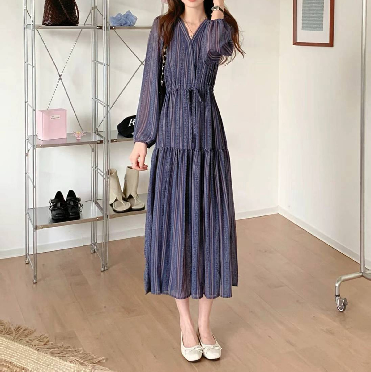漫舞條紋蛋糕洋裝,evaviva,99-AV8107,漫舞條紋蛋糕洋裝,領500,999免運