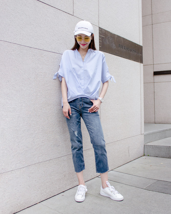 舒適線條蝴蝶結上衣