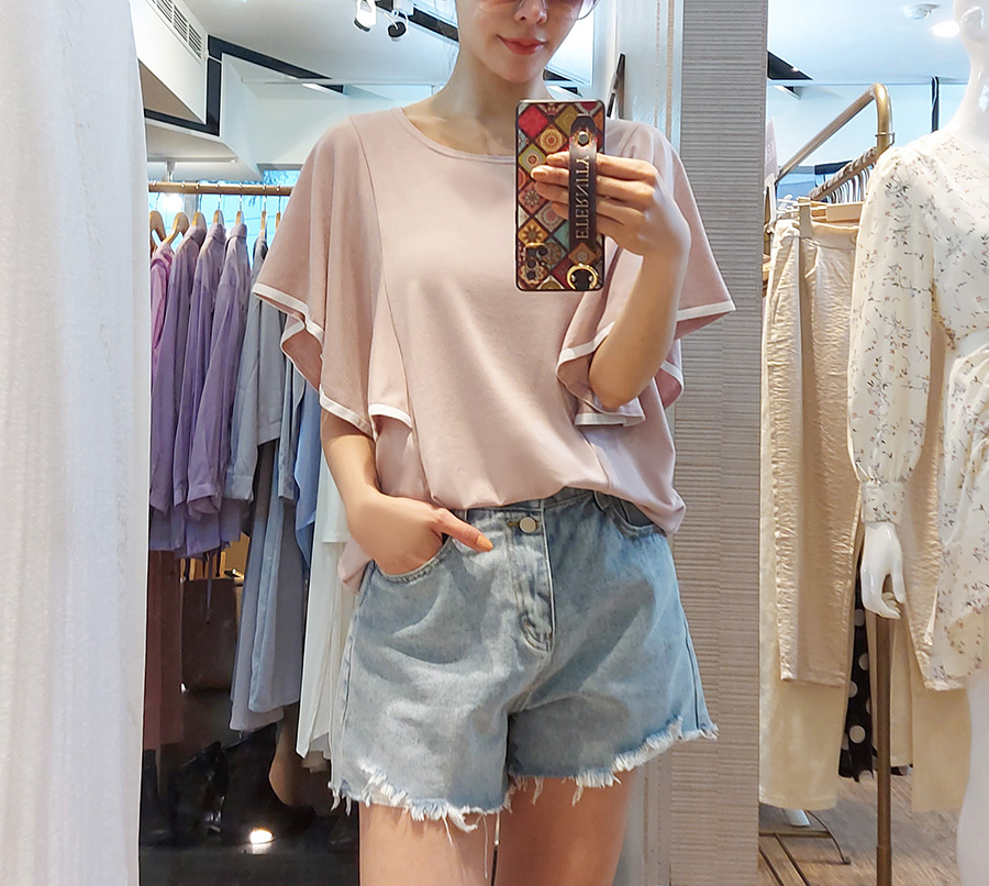 唯美自信荷葉袖上衣