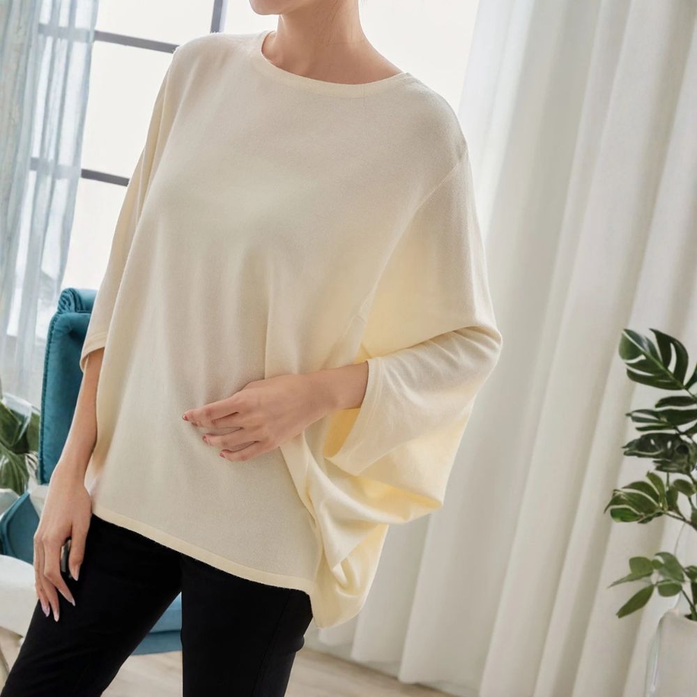 休閒百搭針織蝙蝠袖上衣