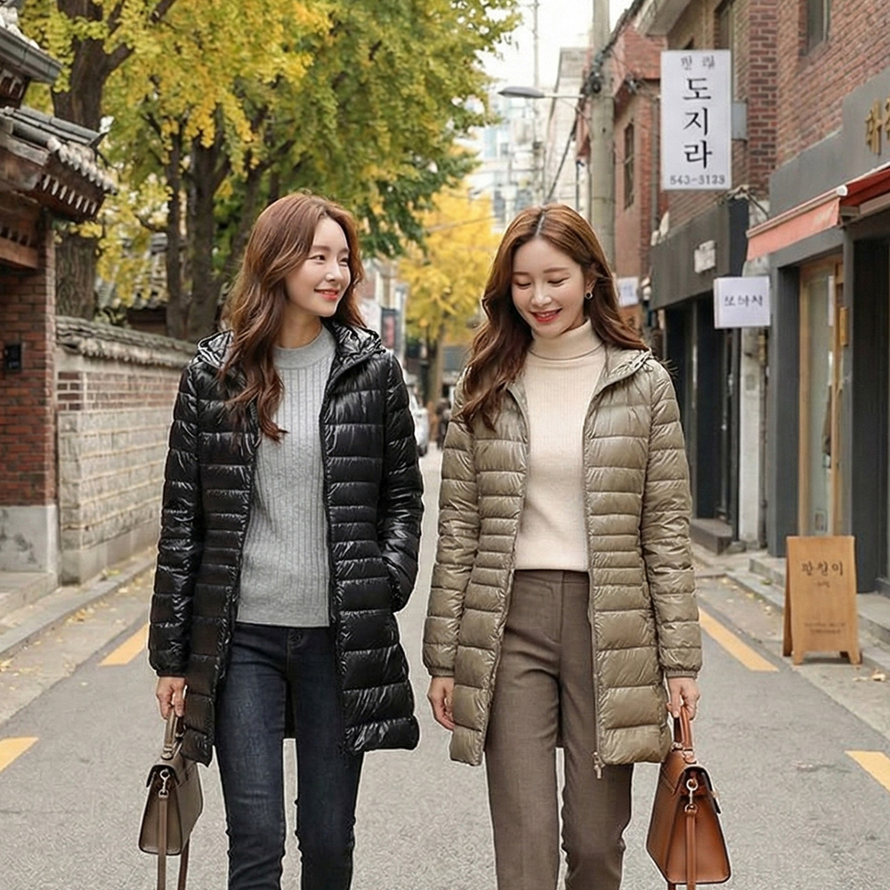 輕薄保暖鴨絨長款外套