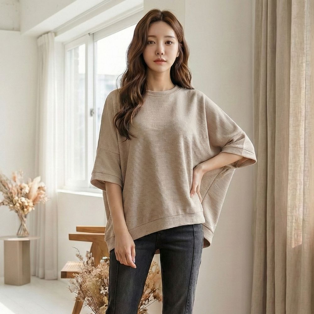 日系飛鼠袖寬鬆上衣