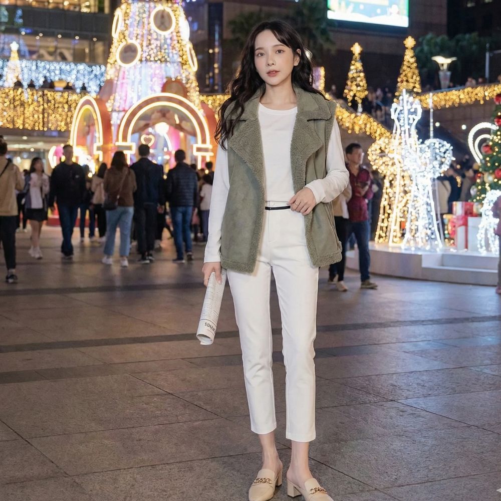 個性翻領羊羔毛絨背心