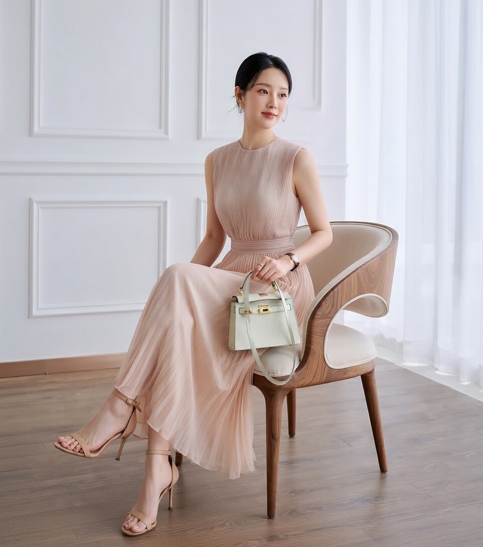 浪漫優雅背心百褶洋裝,evaviva,8C-GY7495,浪漫優雅背心百褶洋裝,領500,999免運