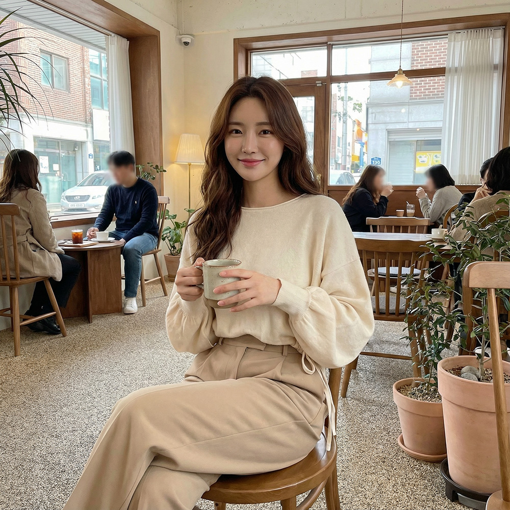 溫柔系抽繩收腰針織衫